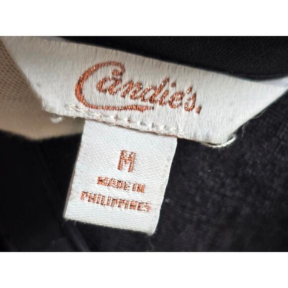 Candie's Blouse Top Women M White Black Striped Rayon Stretch V Neck Sleeveless - Picture 3 of 11